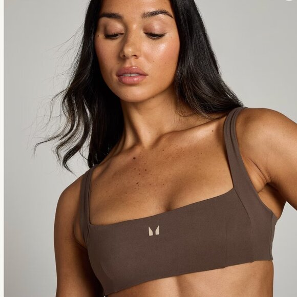 NWT MP Studio Open Back Sports Bra in Chocolate Brown Size Small - Picture 2 of 8